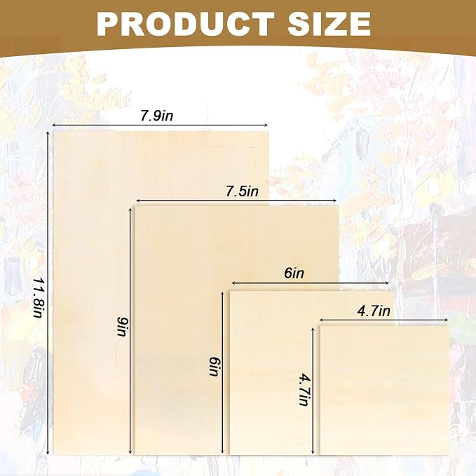 18 Pack Unfinished Wood Canvas Panels Kit Wooden Panel Boards Wood Paint - Image 3