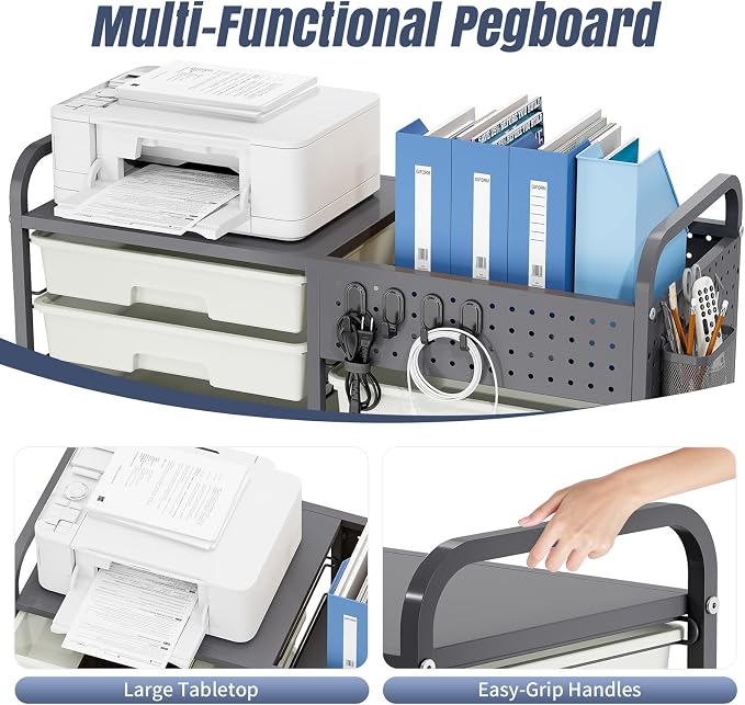 Rolling Storage Cart with Drawers, Storage Organizer Cart with Wheels and - Image 7