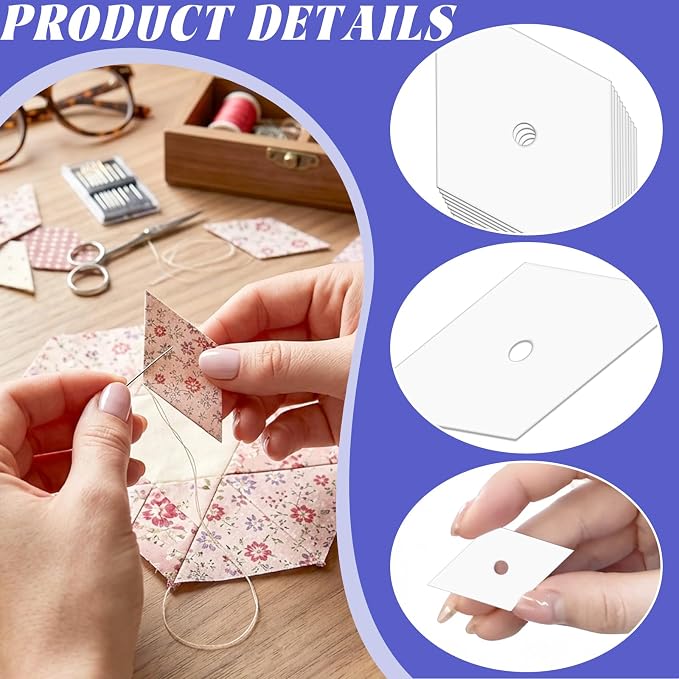 Neworkg 600 PCS 1.5" Diamond 60 Degrees Piecing Paper Templates, Quilting - Image 3