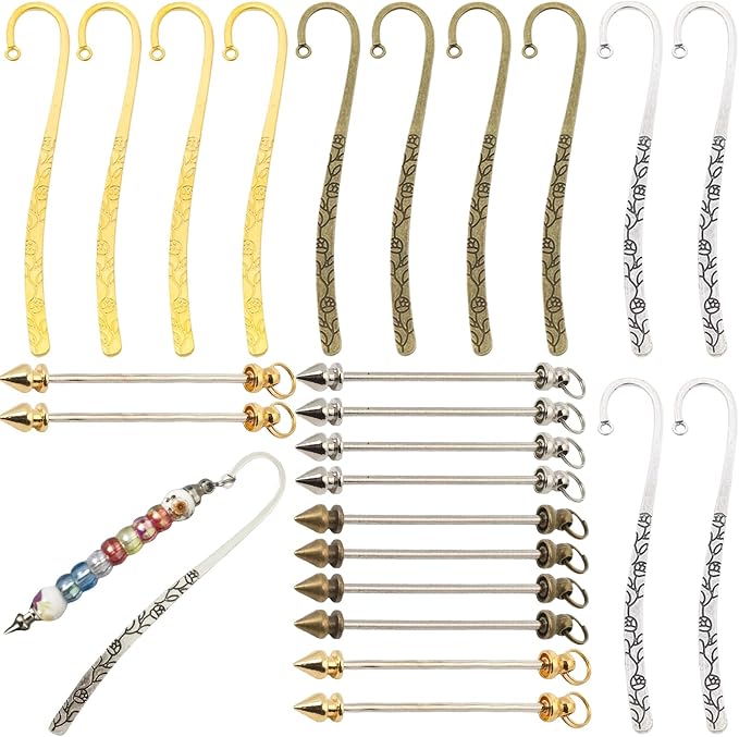 12 Pcs Beadable Bookmarks DIY Metal Blank Bar Bookmark by Unknown