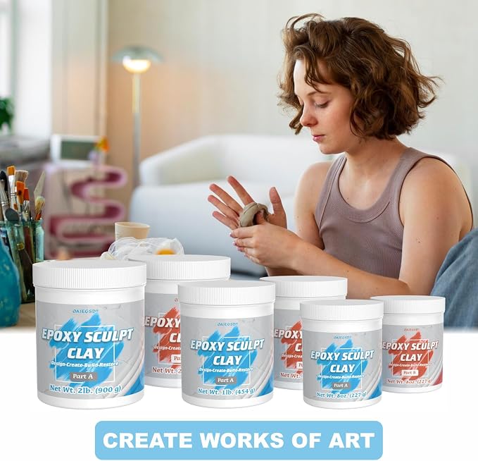 2 Pound White Epoxy Putty Sculpt Clay, 2 Part Modeling Compound - Image 4