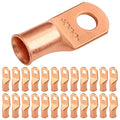 SELTERM 25pcs 2/0 AWG 3/8" Stud Battery Lugs, Ring Terminals, Heavy Duty Copper Wire Lugs, Battery Cable Ends, 00 Gaug Ring Terminal Connectors, UL Bare Copper Eyelets Electrical Battery Cable Lugs