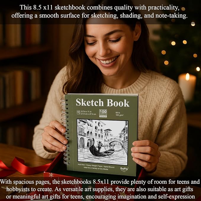 Sketch Book 8.5 x 11, Sketch Pad, 100 Sheets Spiral Sketchbook, Acid Free - Image 6