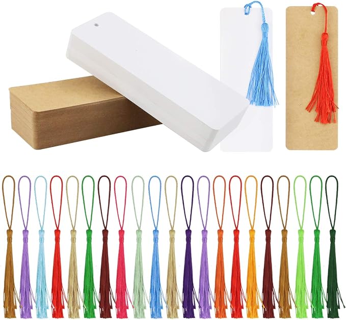 120 Pcs Kraft Paper Blank Cardstock Bookmarks, Paper Bookmarks by Wpxmer