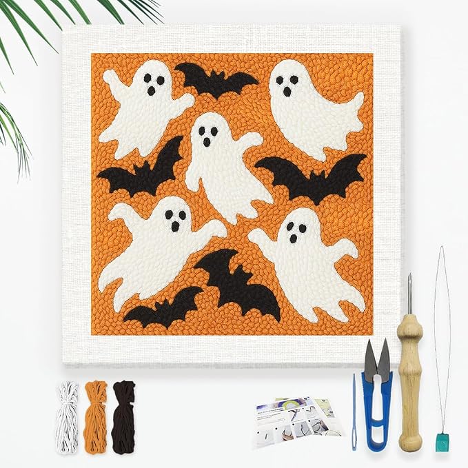 Doodlream Halloween Ghosts DIY Punch Needle Embroidery Kit by Doodlream