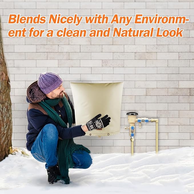 Backflow Preventer Pipe Insulation Cover (5°F) - Irrigation Sprinkler Valve Insulated Pouch - Water Well Pump Cover - Sturdy 5 Layers for Winter Freeze Protection, 20" W x 20" H, Beige