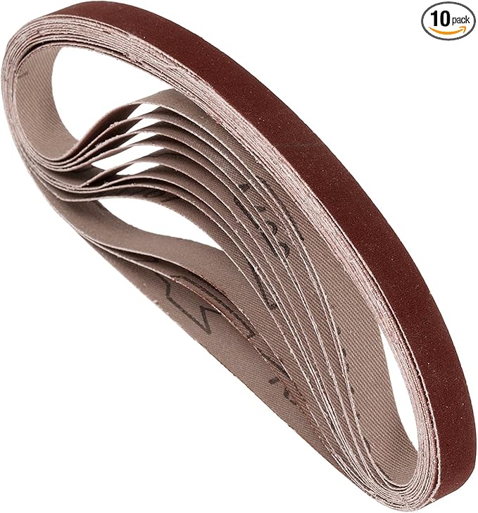 10 Pcs Sanding Belts 1/2 x 18 Inch 320 Grit Aluminum Oxide Abrasive Sandpaper for Belt Sander Metal Grinding Wood Working Weld Rust Removal