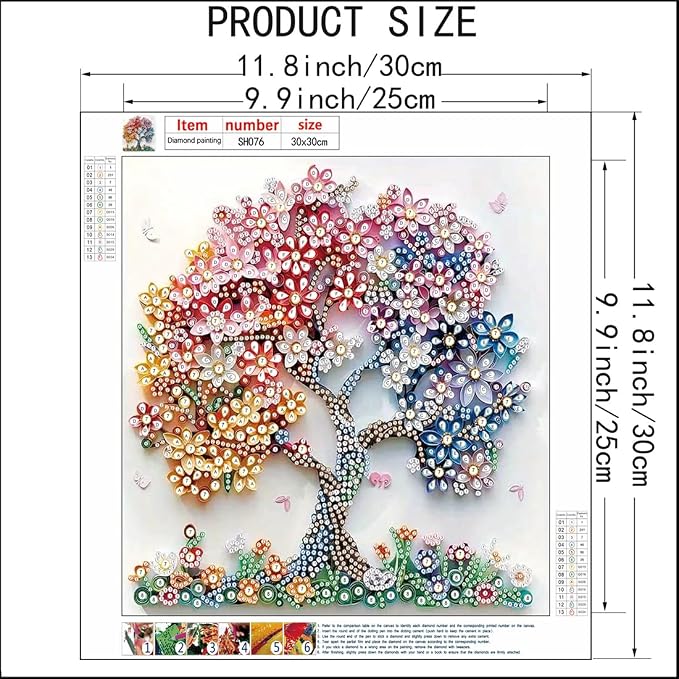 SHICERNHJ 5D Diamond Art Kits for Adults Beginner, Colorful Flower Tree Diamond - Image 7