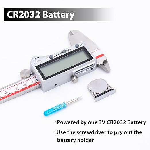 VINCA IP67 Grade Digital Caliper, DIPA-0605 0-6 Inch/150mm, Inch/Millimeter/Fraction Conversion, Stainless Steel, Large LCD Screen