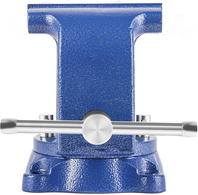 6" Heavy-Duty Bench Vise Ductile Iron Bench Vise 6 Inch 360° Swivel Bench Vice with Anvil Blue, Include Mini Bench Vice Clamp