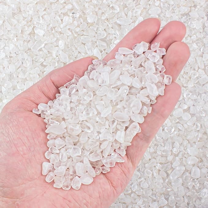 0.5 Lb/230g Clear Quartz Crystal Stone Chips Bulk, Tumbled Healing Crystal by EZEELAI