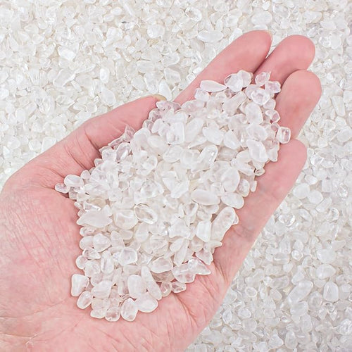 0.5 Lb/230g Clear Quartz Crystal Stone Chips Bulk, Tumbled Healing Crystal by EZEELAI