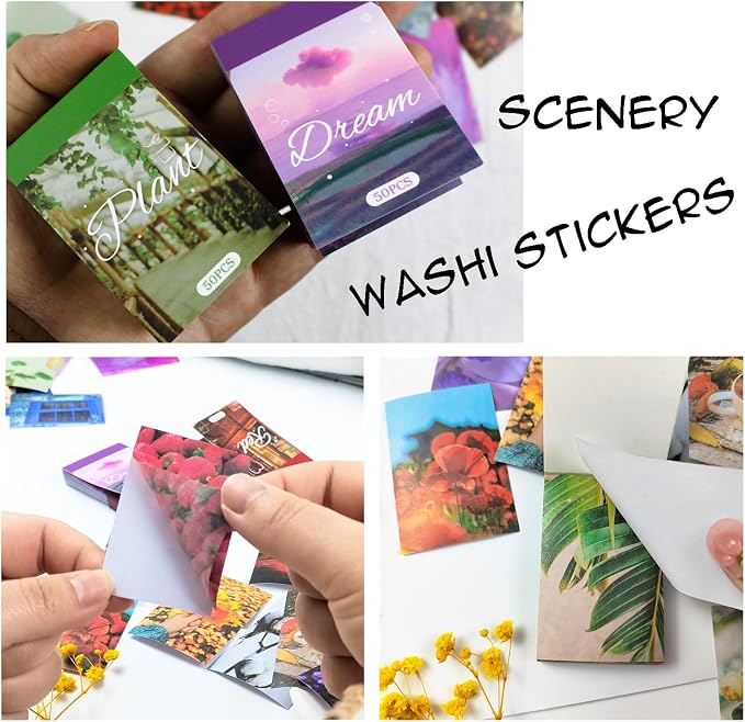 PRSTINCOL 6 Sets 300 Pcs Washi Stickers Set Assorted Colors Aesthetic Sticker - Image 4