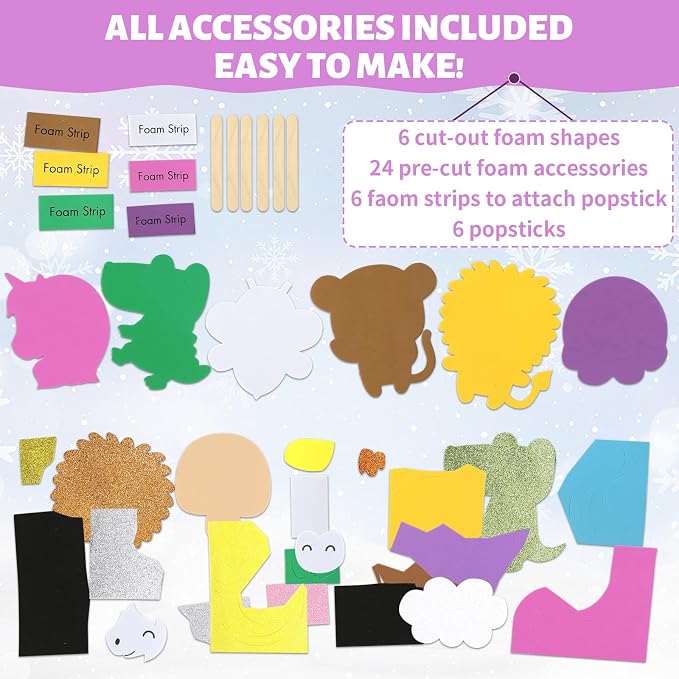 VKPI Make 6 Popstick Puppets Craft Kits - Image 3