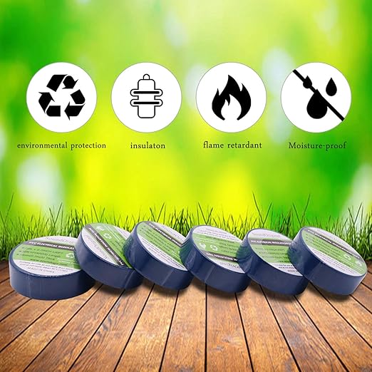 Electrical Tape Blue 6 Pack 3/4-Inch by 30 Feet, Voltage Level 600V Dustproof, Adhesive for General Home Vehicle Auto Car Power Circuit Wiring Blue