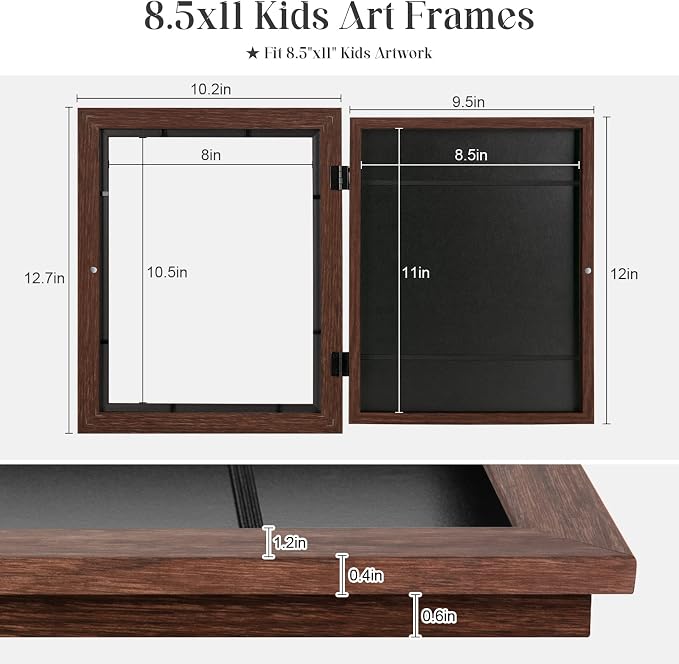GULETHUN Kids Art Frames, 8.5x11 Front Opening Kids Artwork Frames Changeable - Image 3