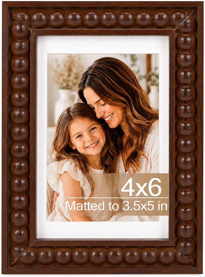 Solid Wood 4x6 Picture Frame Beaded Frame by QOTIB
