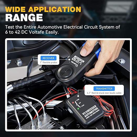 VDIAGTOOL V210 Wire Tracer Automotive Electrical Open & Short Finder Circuit Tester Wire Breaker Finder Fault Probe Cable Tracker Electrical DC 6-42V