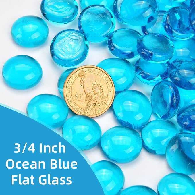 10LB Ocean Blue Flat Glass Marbles - Image 2