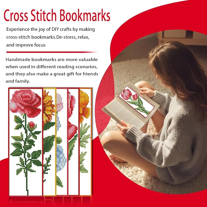 VIGEGU 5 Pcs Flower Cross Stitch Kits - Image 2