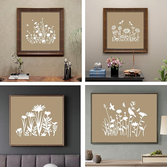 16 Pieces Wildflower Stencils for Painting, Reusable Large Spring Wild Flower - Image 7