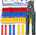 smseace 210PCS Wire Butt connectors with Wire stripper crimping tool22-10AWG Butt Splice Connectors Insulated Electrical Butt connectors Straight Wire Terminal Connectors