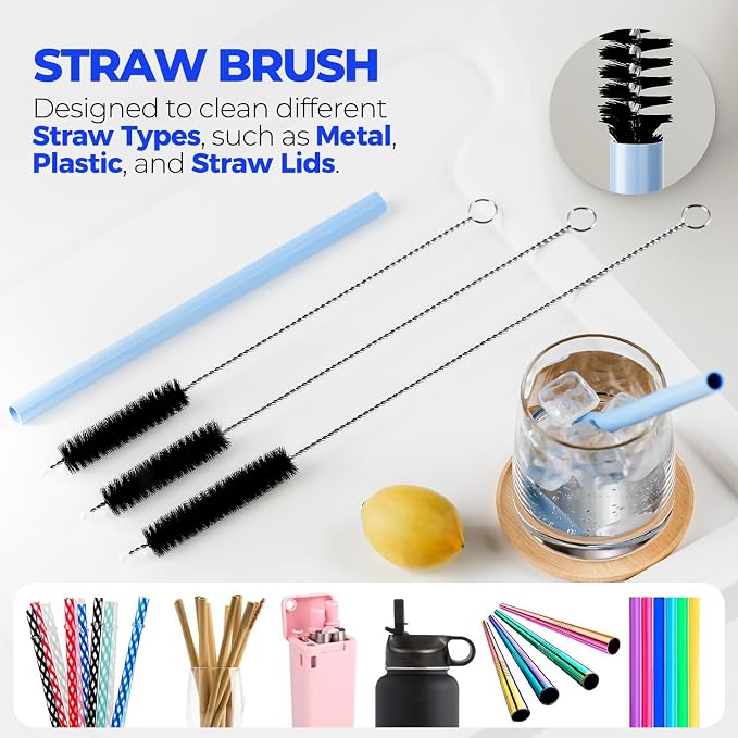 Holikme 6 Pack Bottle Brush Set, 3 Straw Brushes, Bottle Cleaning Brush - Image 4