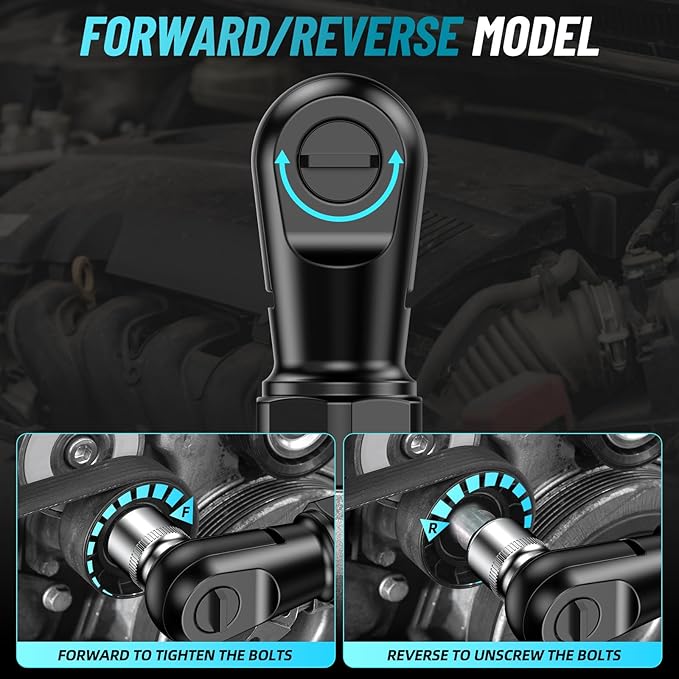1/2" Cordless Electric Ratchet Wrench, 66Ft-lbs Battery Ratchet Wrench 21V Max, Brushless Motor, Variable Speed Trigger, 2x 2.0Ah Batteries & Charger, 8 Sockets, 1/4" & 3/8" Adapter, 3" Extension Bar