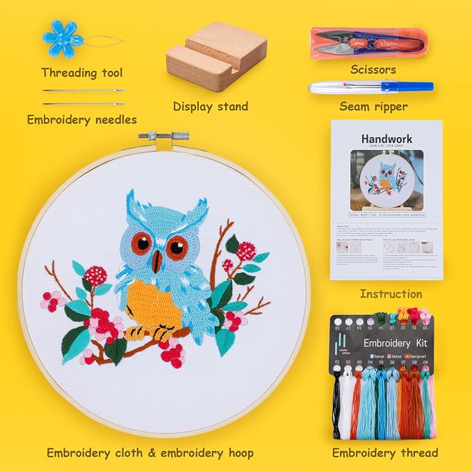 BERYA Owl Embroidery Kit, Embroidery Kit - Image 2