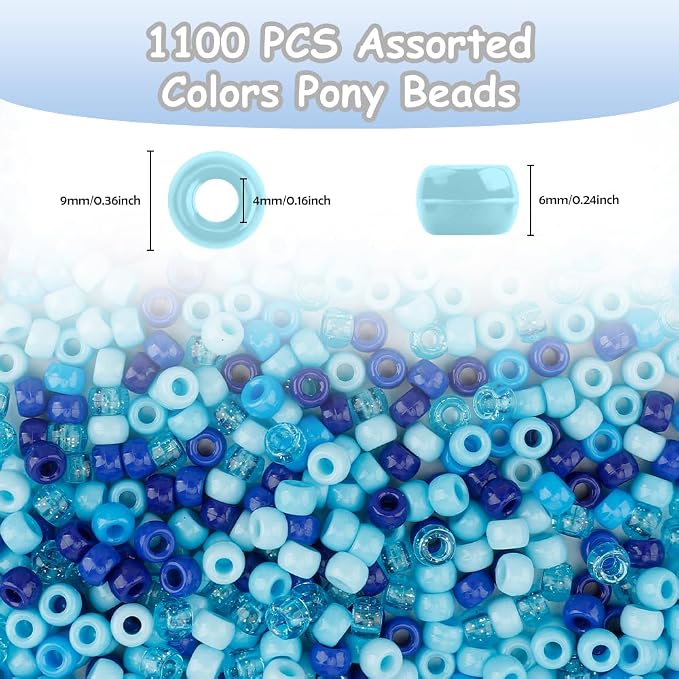 Pony Beads Bulk 1100 Pcs, Beads - Image 2