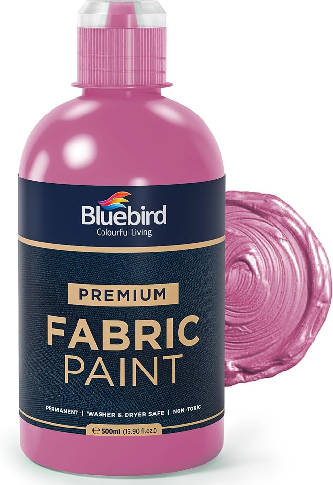 BLUEBIRD Fabric Paint, Cosmic Pink, 16.9 Fl Oz, Permanent Fabric Paints by BluebirdArts