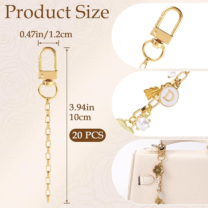 20pcs Gold Keychain Making Kit, Key Ring Swivel Snap Hook Chains, Extender - Image 2