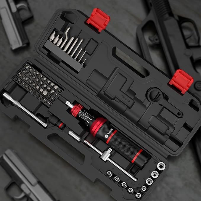 Torque Screwdriver, 64 Pcs 10-80 Inch Pound Torque Screwdriver Set with T-bar Handle, Flat, Hex, Torx, and Bits,Torque Wrench Screwdriver for Tools, Bike Repairing and Mounting