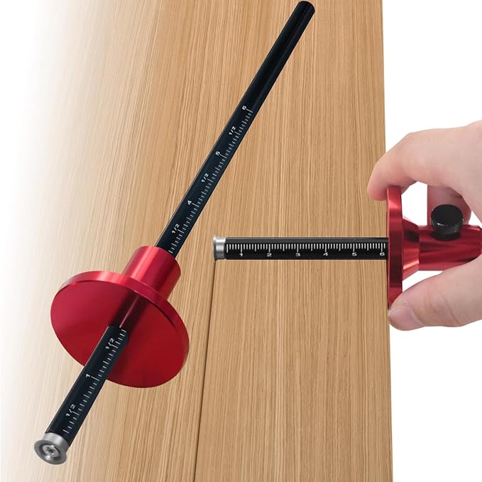 Wheel Marking Gauge, European Aluminum Alloy Scriber Woodworking Mortise Parallel Scribing Tool with Knurled Knob, Metric and Inch Scales