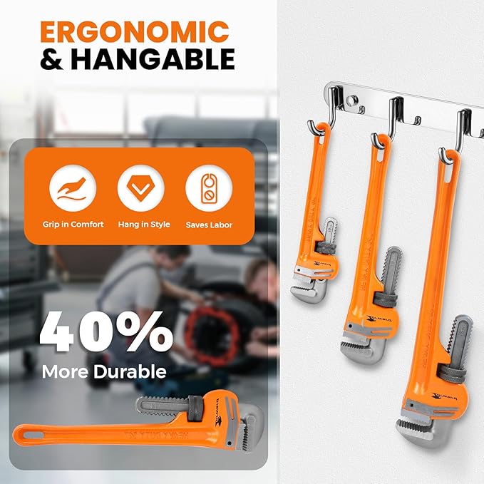 Forward 3pcs Pipe Wrench Set - 10", 14", 18" Heavy Duty Ductile Iron & Forged Steel Plumbing Wrench Hand Tools Kit