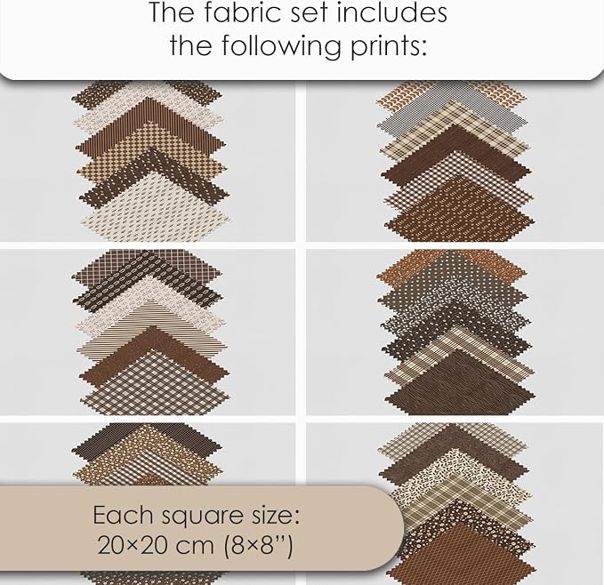 Cotton Satin Patchwork Fabric Panel – 35 Designs, 20×20 cm Squares, Single - Image 7