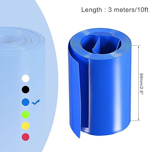 MECCANIXITY Battery Wrap PVC Heat Shrink Tubing 42mm Dia 66mm Flat 10 Feet(3meters) Blue Good Insulation for Battery Pack