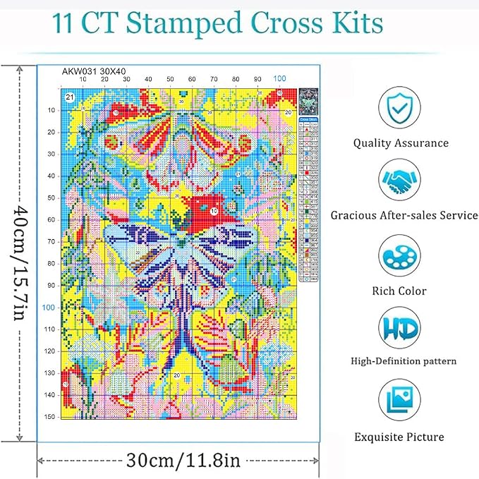 Eiazuiks Stamping Cross Stitch Kit, Full Line DIY Stitching Kit - Image 7