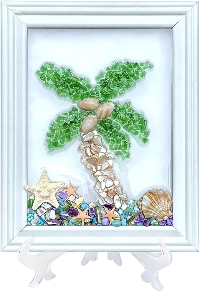 CIYOJA Sea Glass Stained Glass Kit – Coconut Tree Resin Art Mosaic Kit by CIYOJA