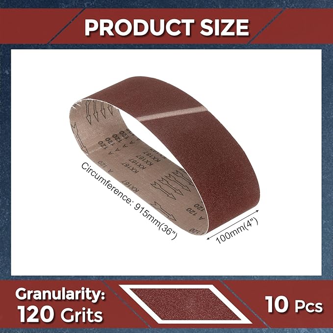 5 Pcs Sanding Belts 4 x 36 Inch 120 Grit Aluminum Oxide Abrasive Sandpaper for Belt Sander Metal Grinding Wood Working Weld Rust Removal