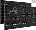 Peg Board, 2 Pack Metal Pegboard Panels Pegboards Wall Organizer with 12Pcs Hooks, Peg Board for Walls Garage Tool Storage Office Organization Kitchen Craft Room (Black, 2PCS with 12 Hooks)