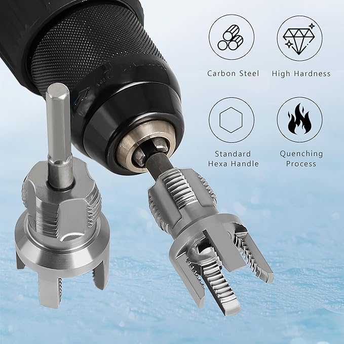 Integrated Internal & External Pipe Threading Tool, 1/2'' 1'' Dies, Dual-Function Pipe Thread Cutting Tool, Electric Drill Compatible Pvc Pipe Threader Kit for Home Repair