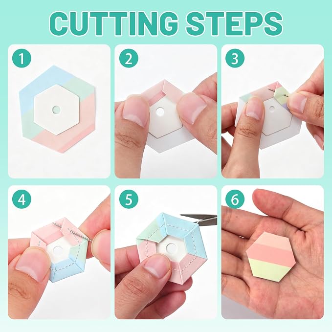 Neworkg 1000 PCS Hexagon Piecing Paper Templates, 0.75" White Paper templates - Image 6