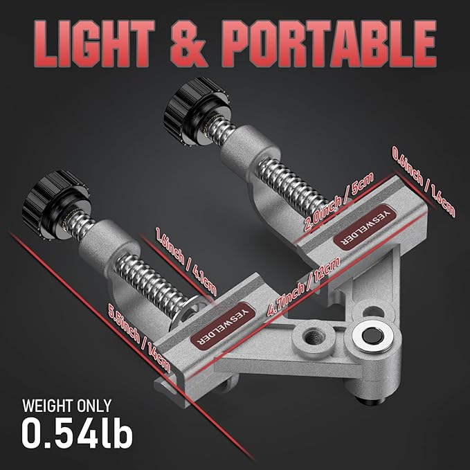 YESWELDER 10-180° Adjustable Tube Clamp with Swing Jaw, Aluminum Alloy Right Angle Corner Clamp for Welding, Woodworking, DIY Projects, Cabinet Making