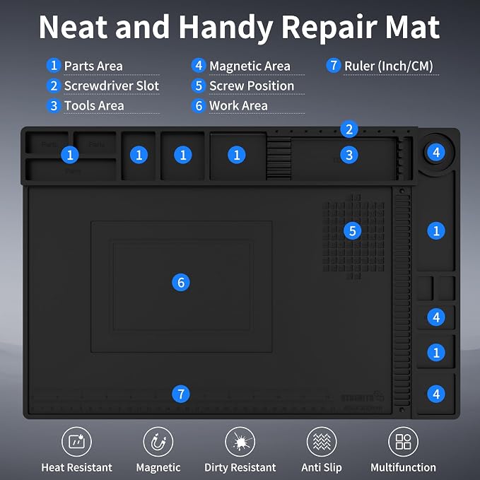 STREBITO Solder Mat Electronics Mat Silicone Repair Mat, Heat Resistant 932°F - Image 5