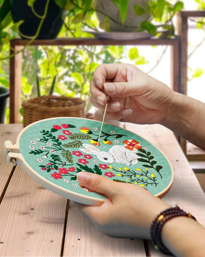 TINDTOP Embroidery Kit for Beginners Adult, Rabbit Embroidery Kit | Include - Image 4
