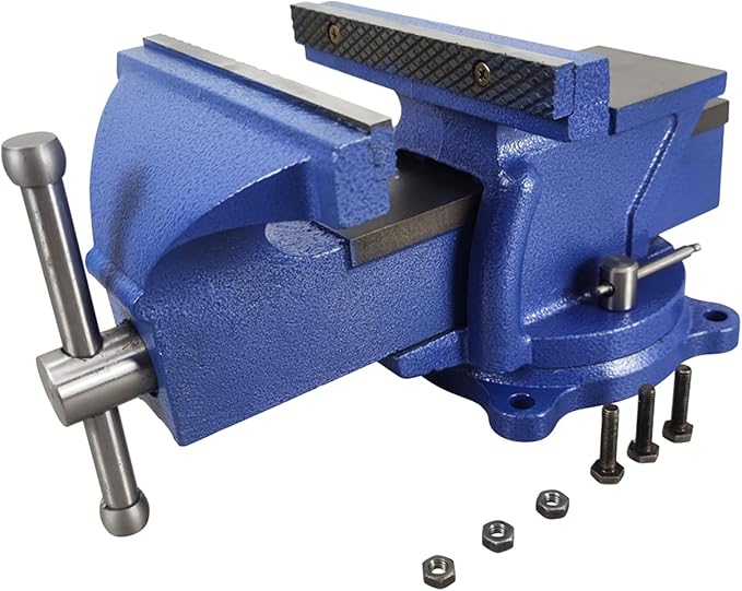 INTBUYING 8-inch Bench Vise Clamping Work-piece Heavy Duty Bench Vise with 360 Degree Swivel Locking Base for Home or Business