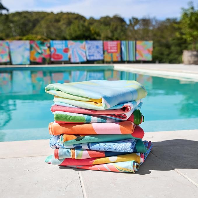 Dock & Bay Beach Towel - Quick Dry, Sand Free - Compact, Lightweight - 100% Recycled - Includes Bag - Sunset Splash - Large (160x90cm, 63x35)