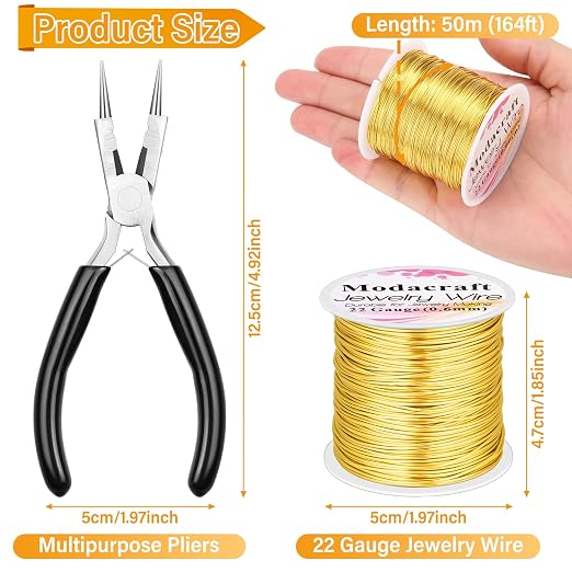 ModaCraft 22 Gauge Tarnish Proof Jewelry Wire Gold + 4-in-1 Professional - Image 3