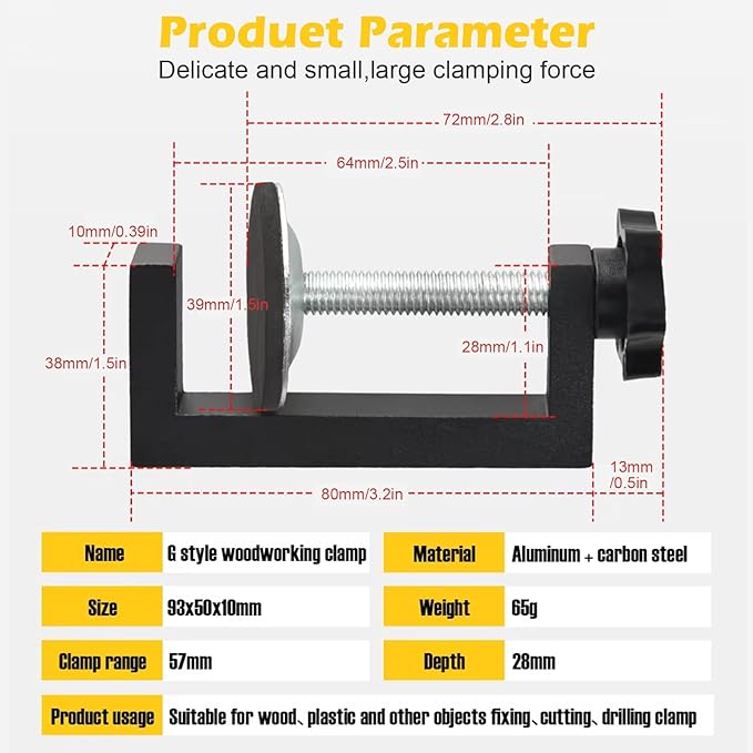 10-57mm Reversed Woodworking Clamp C-Clamp Heavy Duty Metal Clamps Portable For Wood Plastic Cutting Drilling Woodworking Tool(6)